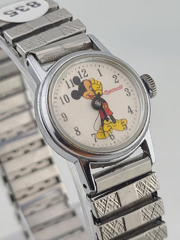 Vintage Ingersoll Disney Mickey Mouse 24mm Manual Wind Watch Good Running
