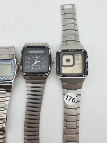 Vtg Seiko Lot Of 5 Collector World Timer Titanium Alarm Chronograph Watches Read