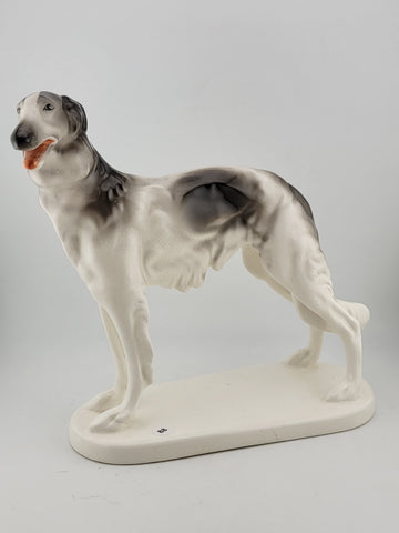Rare Antique Original German porcelain Borzoi dog figurine 1928. by R. Steiner