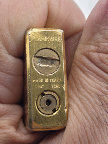 Vintage Collectible 1980's FLAMINAIRE France Gold Plated Gas Pocket Lighter.