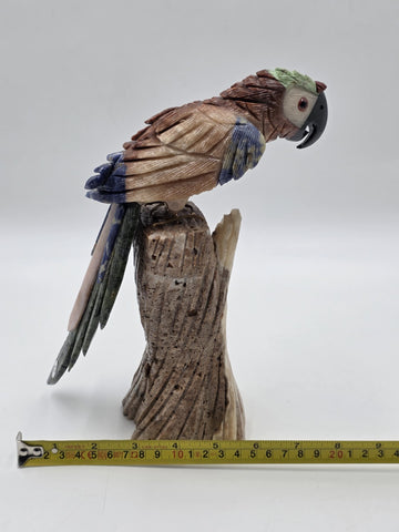 Vintage Hand Carved Macaw Bird Sculpture Rock Agate Crystal Stone Mineral Stone