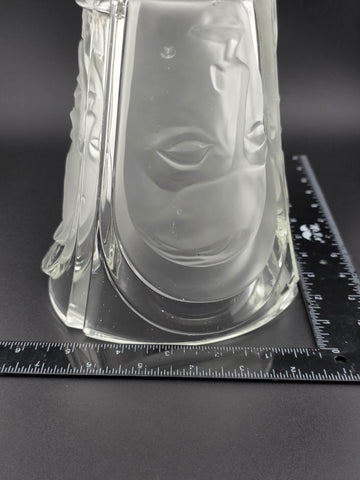 August Walther & Söhne Art Deco Glass Vase 3 Faces Man Woman Child 7"H Germany