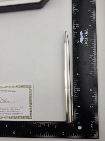 Rare OMAS 502 Sterling Silver 925 Faceted Ballpoint Pen Box & Papers Italy. 48g.
