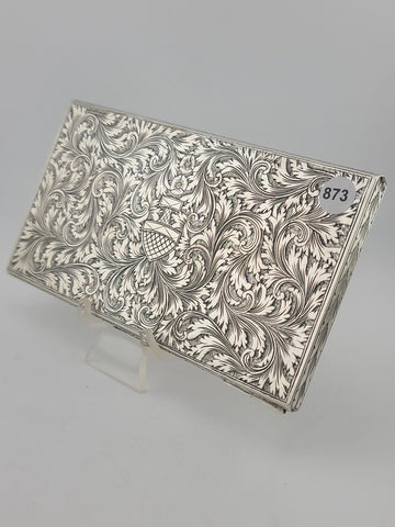 Amazing Antique European 800 Silver Cigarette Case Deep Hand Engraving 203 g.