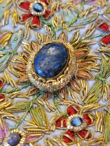 Vintage Oriental Golden 100% Silk Embroided Patchwork. Great Mother's Day Gift.