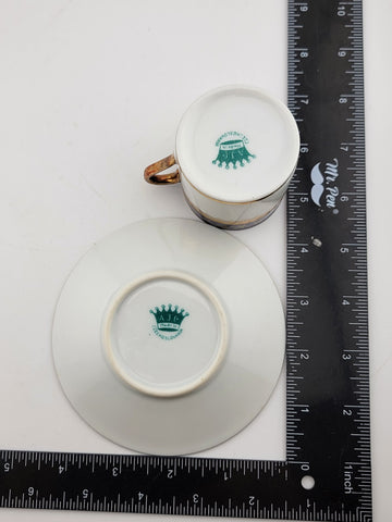 A J Co Czech Cobalt, Blue & Gold Demitasse  Hand Painted. Gold Plated. VG Cond.