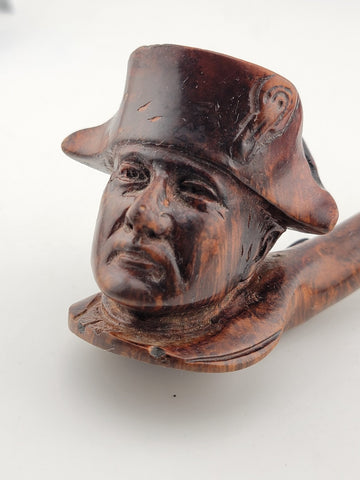 Vintage Collectible Hand Carved Napoleon Bonaparte Solid Wood Bruyere Pipe.
