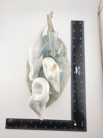 Try This. Lladro #4549 Geese With Snail on Reeds Large Porcelain
