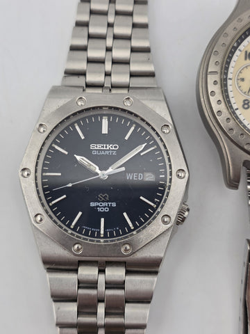 Vtg Seiko Lot Of 5 Collector World Timer Titanium Alarm Chronograph Watches Read