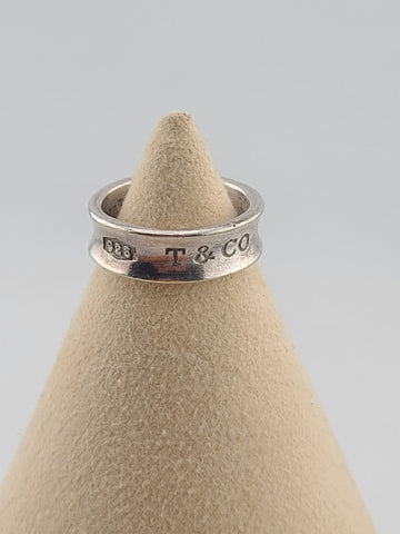 Authentic Tiffany & Co 1837 Sterling Silver 6.3mm Wide Concave Band Ring Size 7