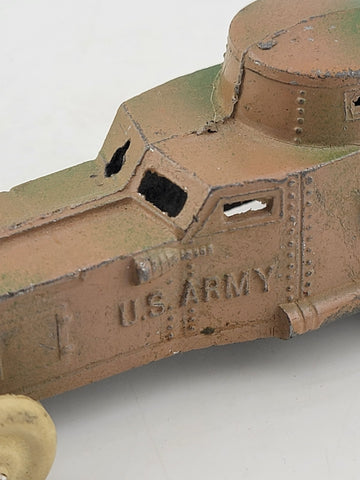 Antique 1930's Tootsie Toy US Army Armored Car Black Wheel WWI Military USA