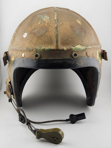 Rare 1950s US Navy Korean War H-4 Flight Helmet XL MFG Bassons Corp. W Boom Mic