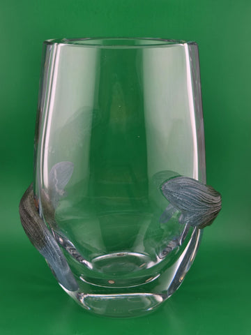 Gorgeous Vintage DAUM France Florilege 8 3/4" x 6 3/4" Heavy Crystal Vase 1980s