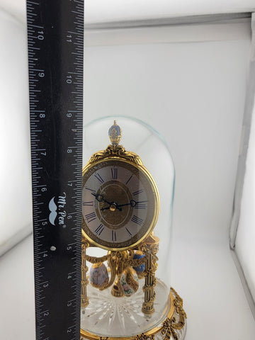 RARE HERMLE & SOHN 24K GOLD FABERGE EGG CRYSTAL CLOCK FOR ALL SEASONS. WORKING.