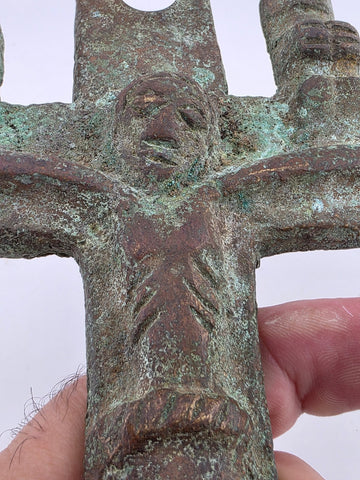 Antique Ethiopian Bronze Cross Crucifix Processional 18th C Coptic Christian