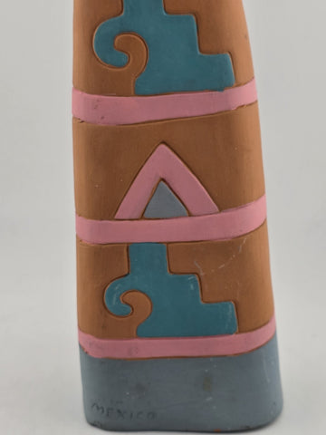 Vintage Handmade Painted Clay Indeginous Pottery Woman Holding Pot 15" High