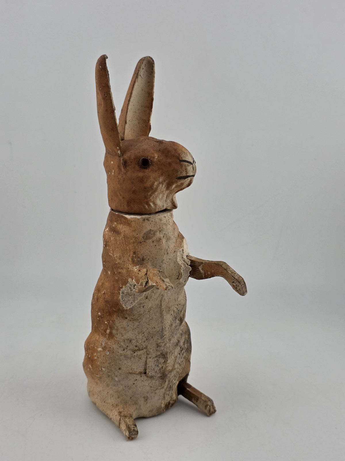 Antique C1890 German Paper Mache Folk Art Composition Rabbit Candy Container