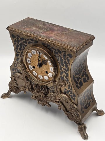 Private: Rare Antique French Rococo Mantel Clock Chinoiserie Inlay Bell Strike.