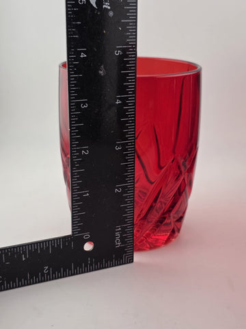 Set of 4 Waterford Crystal Marquis Brookside Red Double Old-Fashioned Glasses
