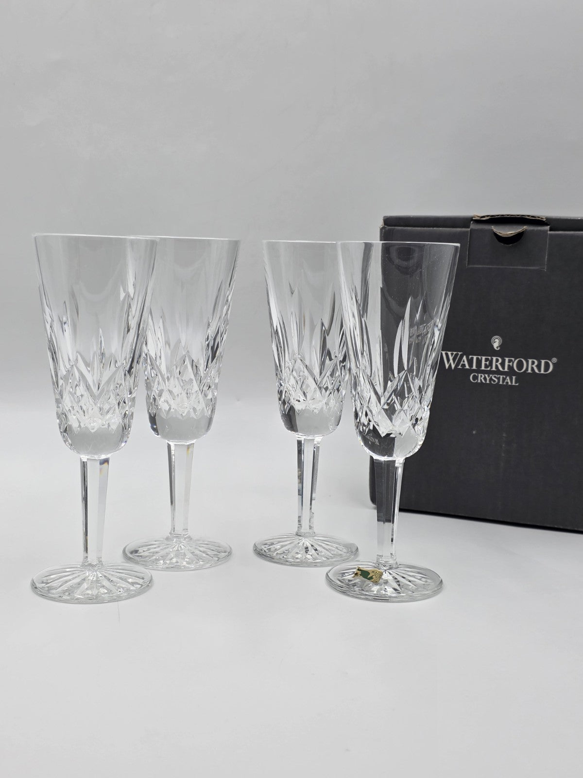 Waterford Crystal Lismore Champagne Flutes Set of 4 Ireland w/ Original Box. New