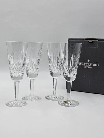 Waterford Crystal Lismore Champagne Flutes Set of 4 Ireland w/ Original Box. New