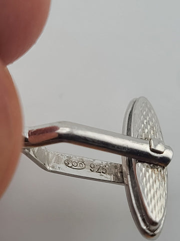 Vintage 1980's Alfred Dunhill Sterling Silver Seashell Round Cufflinks England.