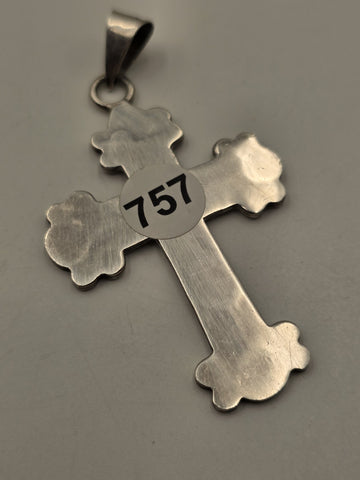 Vintage Mexico 925 Sterling Silver Ornate Cross Pendant Religious Jewelry 12.3g
