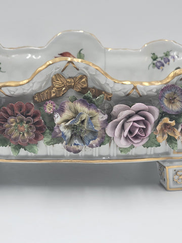 Antique 19th C Large Von Scheierholz German Porcelain Footed Center Bowl. Read.