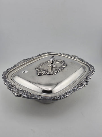 Antique Wallace Baroque Silverplate Covered Vegetable Dish Casserole Ornate Lid