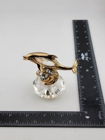 Lencia  Star Collection Austrian Lead Crystal/ 22 Carat Goldplated Metal Dolphin
