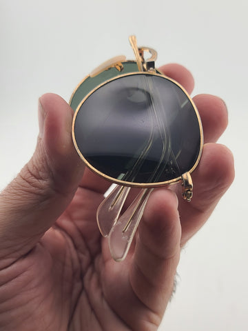 Vintage B&L Ray-Ban Folding Round Sunglasses Gold Frame Green G-15 47□20
