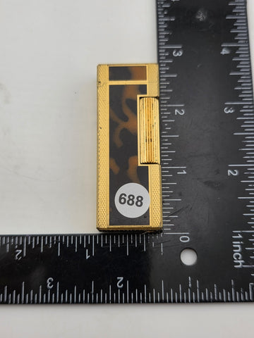Rare Dunhill Square Lacquer Marble Roller Gas Lighter Gold Brown Swiss Made.