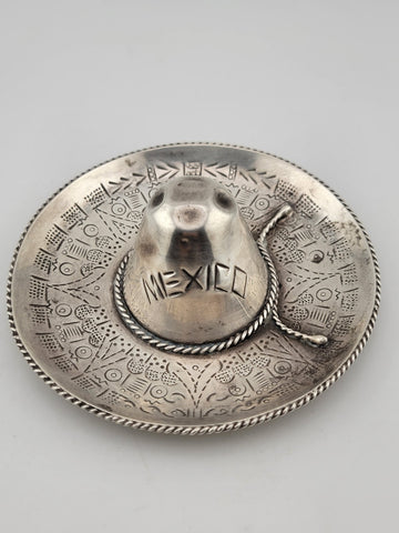 Vintage Mexico Souvenir Sterling Silver Sombrero 925 4” W MASONIC Symbol.
