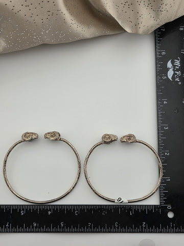 Vintage Sterling Silver Ram Head Cuff Bracelet Pair Greek Roman Revival 38.4g