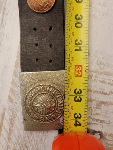 Antique Original WWI Imperial German "Hate Belt" with Buttons & Buckle. 34 inch