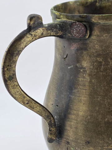 Rare Antique 18th C. Hand Hammered Spanish Colonial European Brass Water Pitcher
