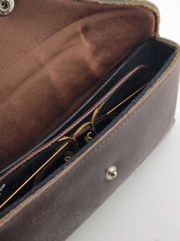 RARE VINTAGE RAY BAN LEATHERS AVIATOR TOBACCO LEATHER 58' B&L SUNGLASSES