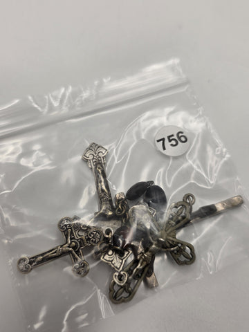 Vintage Catholic Crucifix Cross Pendant Lot of 4 Italy Pope John Paul II Rosary