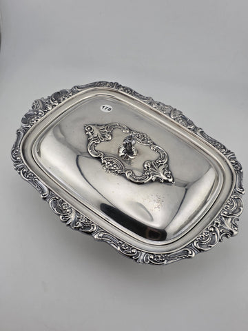 Antique Wallace Baroque Silverplate Covered Vegetable Dish Casserole Ornate Lid
