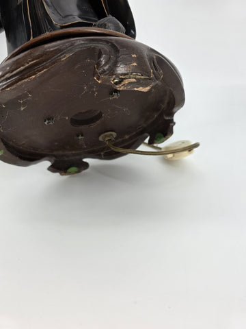 Rare 19th C Antique Japanese Meiji Bronze Sculpture / Lamp Statue of Old Monk