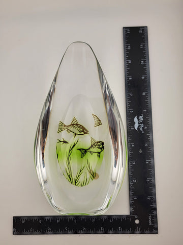 Rare Edward Hald Orrefors Graal Ashtray/ Vase Swedish ArtDeco FishDesign (1950s)