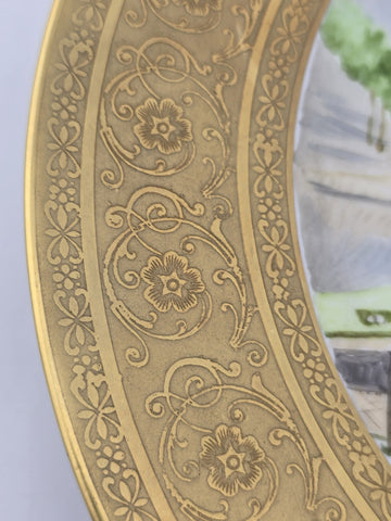 VINTAGE GERMAN LORENZ HUTSCHENREUTHER PORCELAIN 9.5" PLATES. 24k Gold Plated.