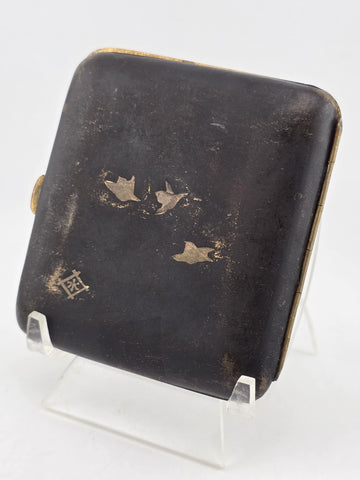 Rare Antique Japanese Maki-e Lacquer Cigarette Case Mt Fuji Rickshaw Scene Meiji