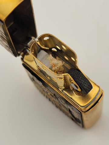 UNFIRED 1995 SOLID BRASS ZIPPO WIND PROOF LIGHTER GREAT AMERICAN TRAIN W BOX