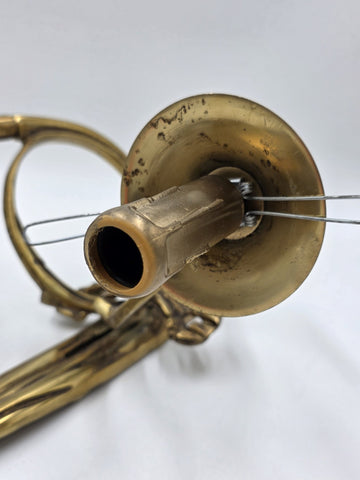 Pair Vintage Louis XVI Style French Ormolu Brass Wall Sconces w/ Etched Glass.