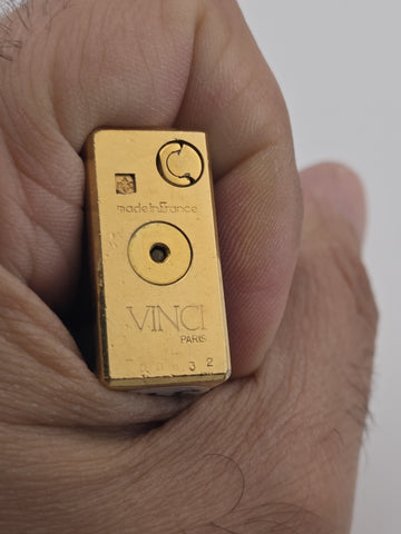 Rare VINCI Paris Gold Black Lacquer Butane Lighter France Dupont Style Working