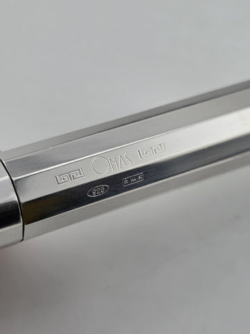 Rare OMAS 502 Sterling Silver 925 Faceted Ballpoint Pen Box & Papers Italy. 48g.