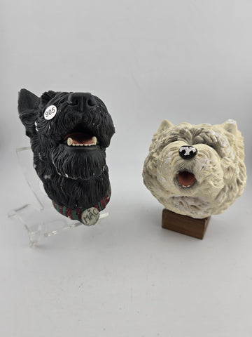 Set Of 2 Collectible Black &White scottie chalkware bossons dogs  England 1960s