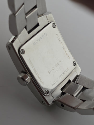 Movado 84.C1.415.A Swiss Quartz Stainless Steel Rectangular Museum Watch. 22mm.