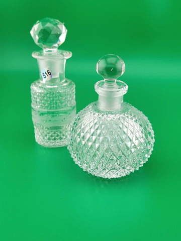 Antique Set Of 2 Cut Glass Perfume Bottle W Stoppers. Made In Czechoslovakia